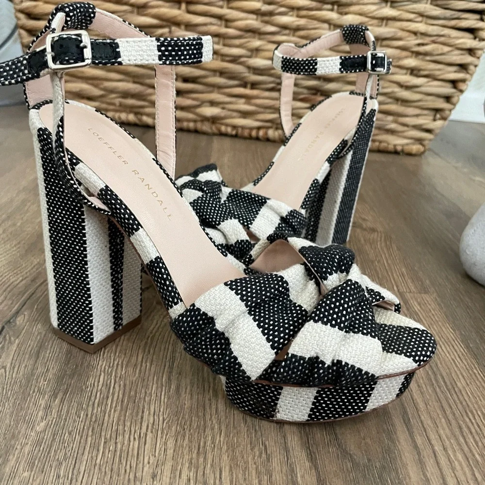 Loeffler Randall Black and White Platform Sandals - Picture 2 of 6